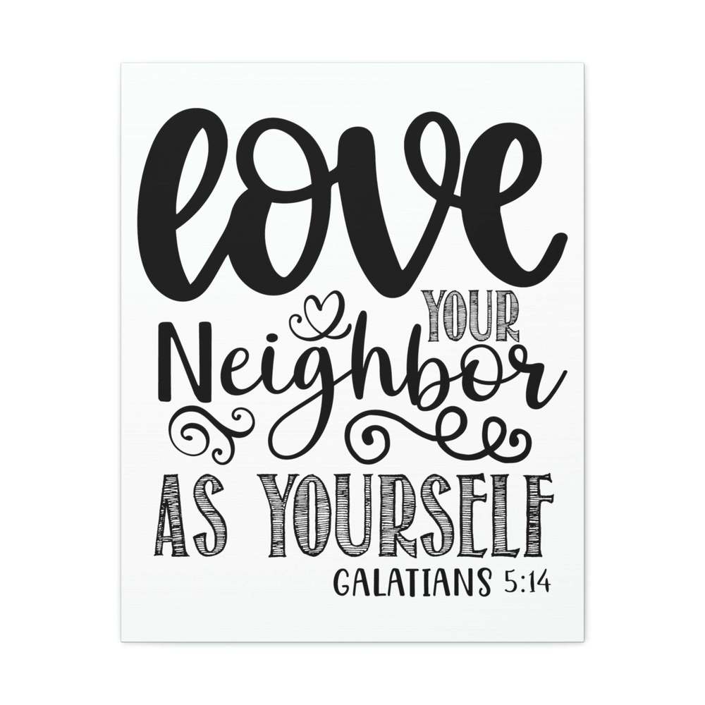Scripture Sign Love Your Neighbor Galatians 5:14 Heart Christian Wall Art Print